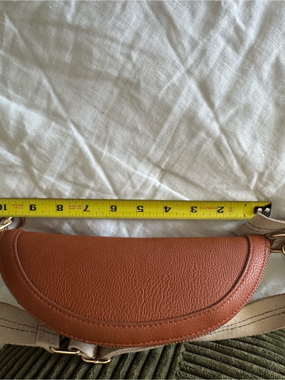 Universal Thread Tan Leather Crescent Crossbody Bag with Canvas Strap - Picture 5 of 6